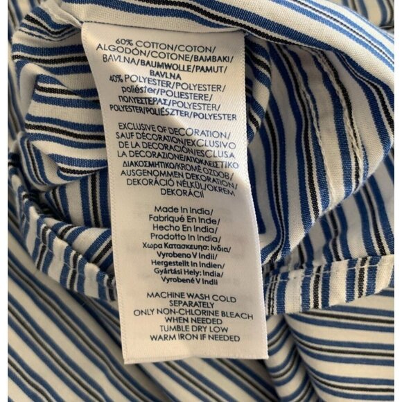 CHAPS Mens Short Sleeve Button Down Shirt Swiss Blue Stripe Cotton/Poly Size XL - Picture 6 of 6